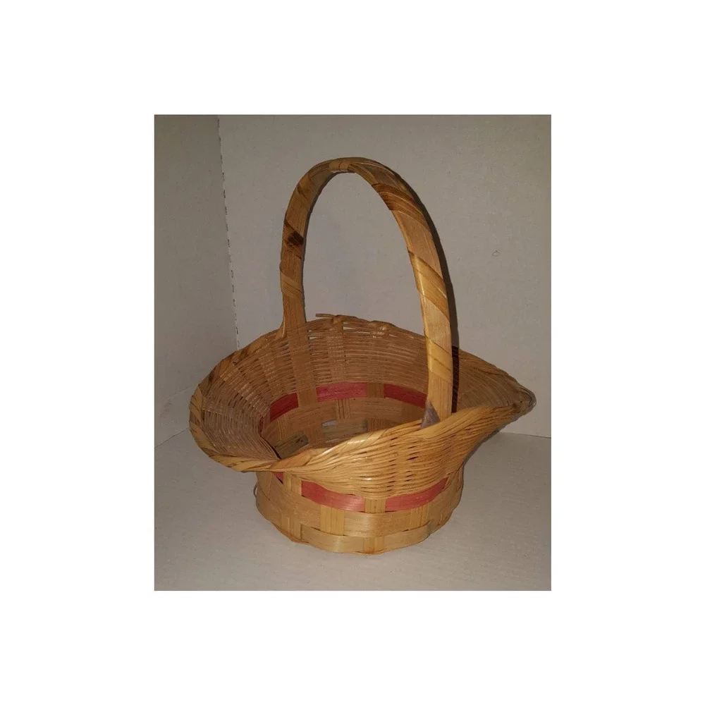 Vintage Woven Wicker Wide Rim Easter Basket Rare
